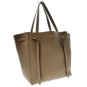 CELINE Cabas Phantom Tote Bag Shoulder Greige Gray Leather